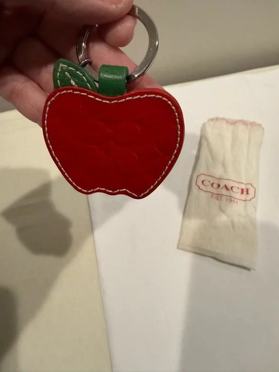 Coach Red and Green Apple Keyring with White Center - Picture 3 of 4